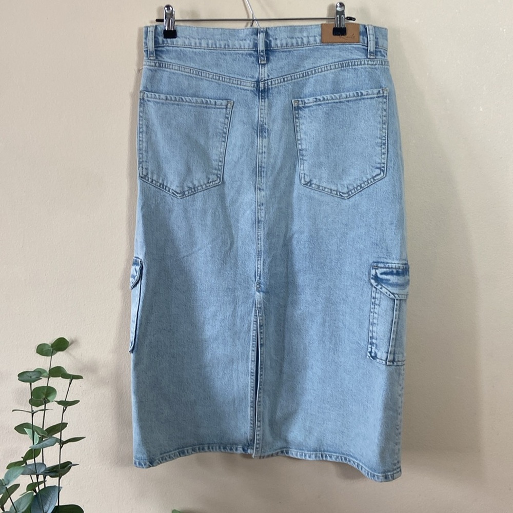 New Rails Highland Cargo Denim Skirt 12  Midi Light Wash Riviera 31" Jean Y2k - Picture 8 of 11